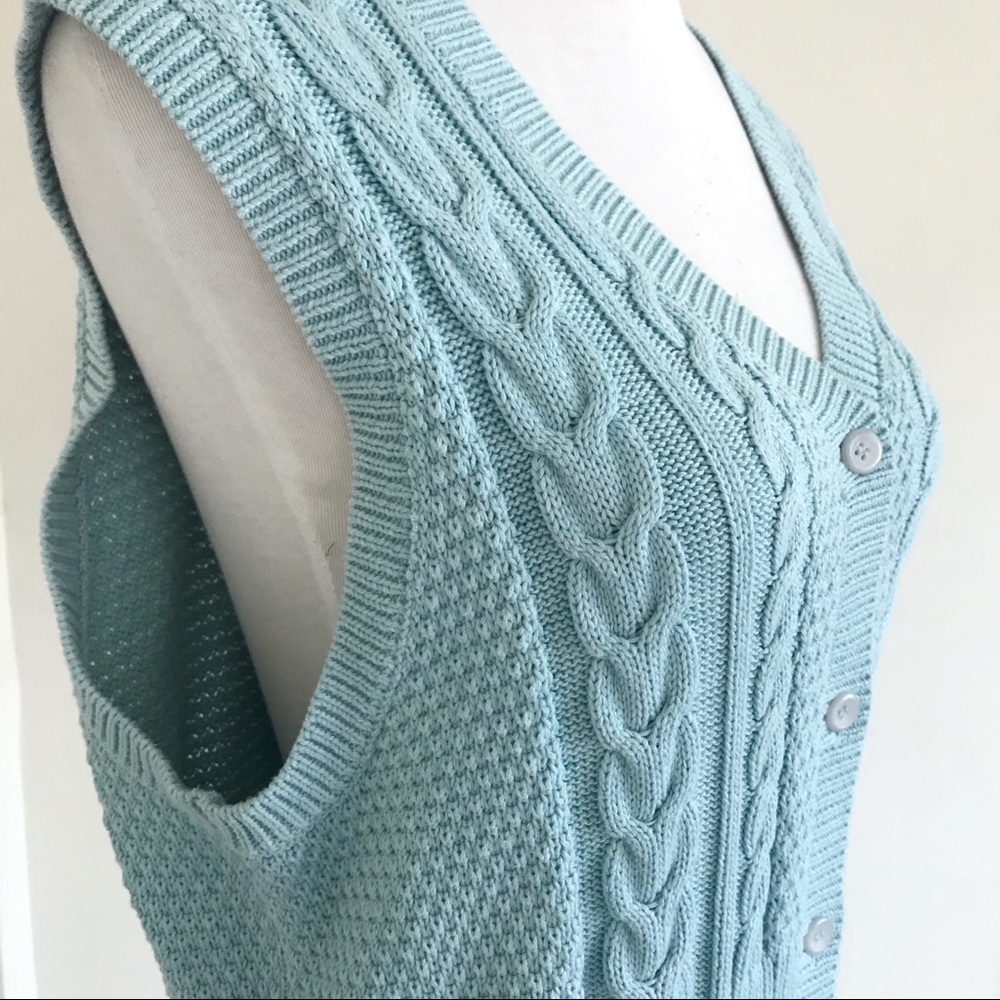 Pendleton Cable Knit Button Vest Cotton - image 3